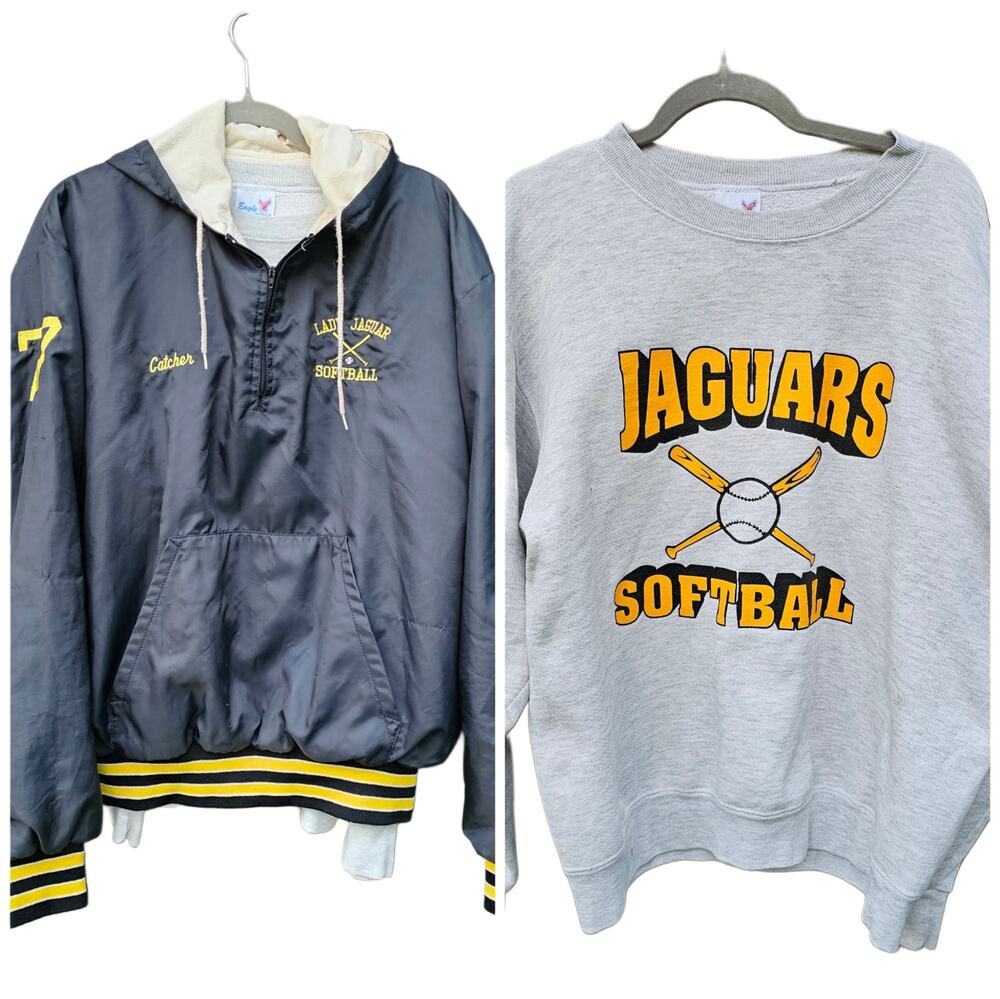 Jaguars Softball Jacket & Sweatshirt Size XL Farmville Central NC VTG 90s Women